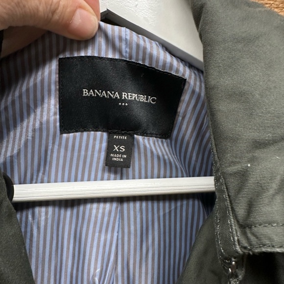 🫶 Banana Republic Petite XS Olive Green Double-Breasted Trench Coat - Picture 9 of 9